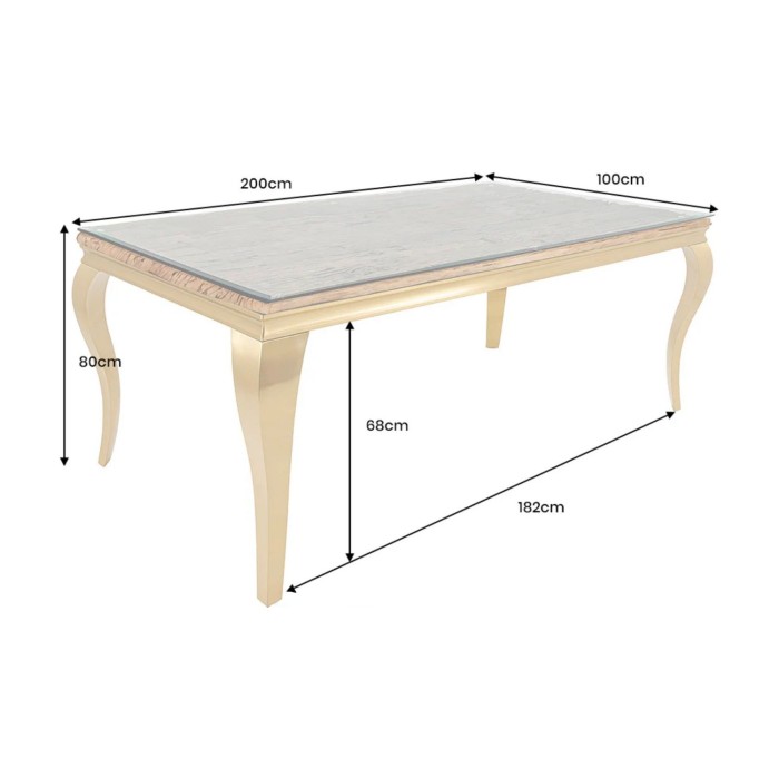 Table VELENA avec plateau bois et pieds dorés dimensions