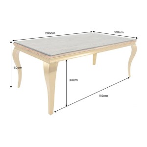 Table VELENA avec plateau bois et pieds dorés dimensions