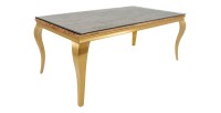 Table VELENA avec plateau bois et pieds dorés