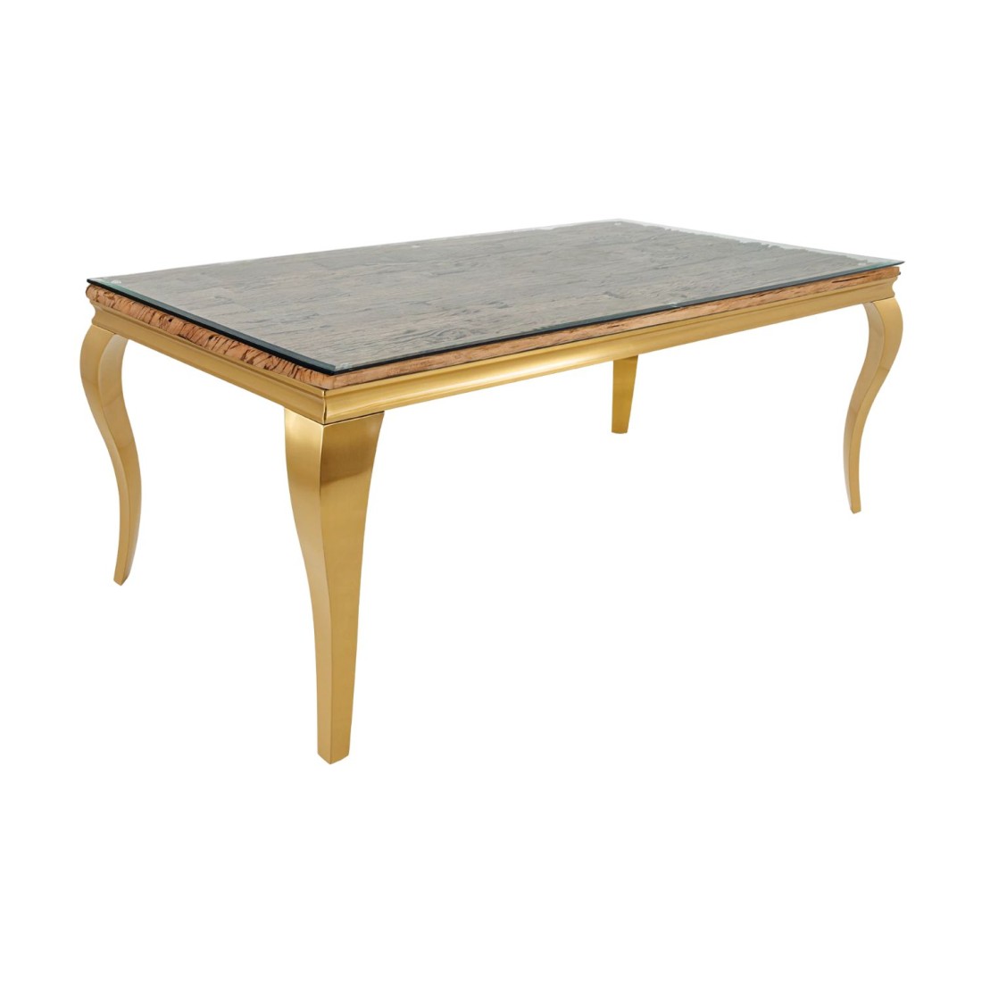 Table VELENA avec plateau bois et pieds dorés