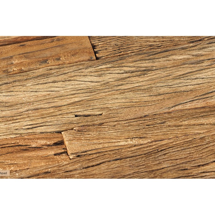 Tavolo da pranzo VELENA – Rettangolare 200 cm – Legno di teak, vetro e acciaio argentato – Stile barocco chic