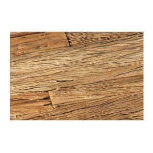 Zoom sur le bois du plateau de la table VELENA pieds argentés