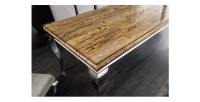 Table VELENA avec plateau en bois et pieds argentés vu de haut