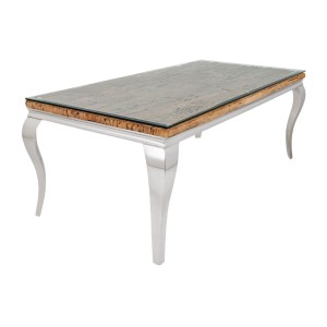 Table VELENA avec plateau en bois et pieds argentés