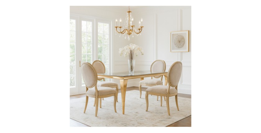Table VELENA pieds dorés décor 3D
