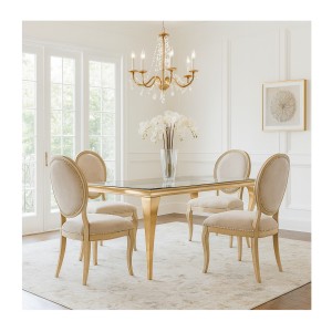 Table VELENA pieds dorés décor 3D