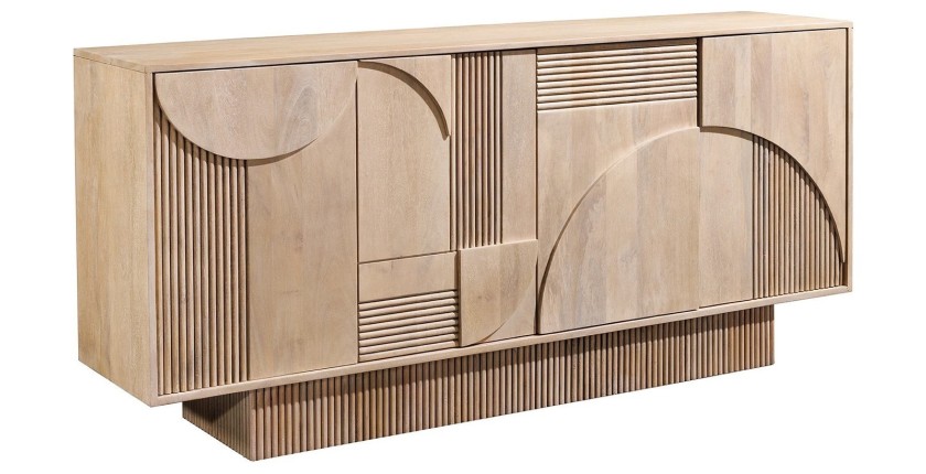 Buffet ORINO 170 cm – Bois massif de manguier blanchi – Style Art Déco