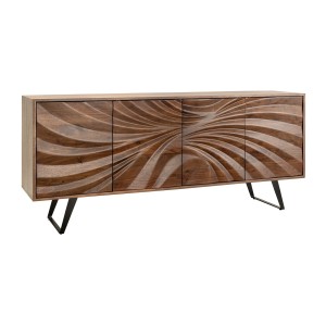 Buffet SYRMA 175 cm – Bois massif d’acacia sculpté – Design 3D dynamique