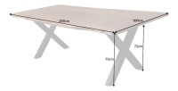 Table de salle à manger ORKAN – Bois massif de sheesham verni et métal – Pied en X – 200 cm