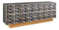 Buffet PALAZZO 180 cm – Bois massif gris et doré – Sculpté style rétro-vénitien