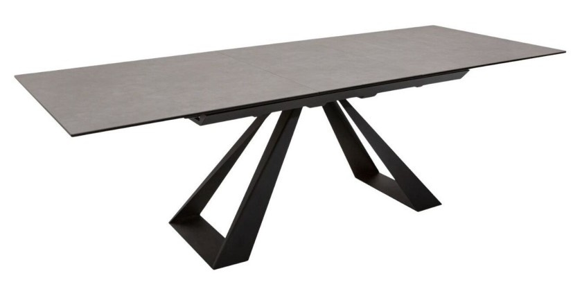 Table de salle à manger OBLIKA – Extensible 180 à 230 cm – Céramique grise anthracite et métal
