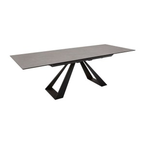 Table de salle à manger OBLIKA – Extensible 180 à 230 cm – Céramique grise anthracite et métal
