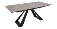 Table de salle à manger OBLIKA – Extensible 180 à 230 cm – Céramique grise anthracite et métal