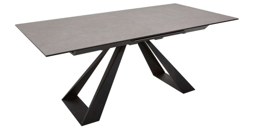 Table de salle à manger OBLIKA – Extensible 180 à 230 cm – Céramique grise anthracite et métal