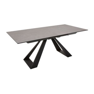 Table de salle à manger OBLIKA – Extensible 180 à 230 cm – Céramique grise anthracite et métal