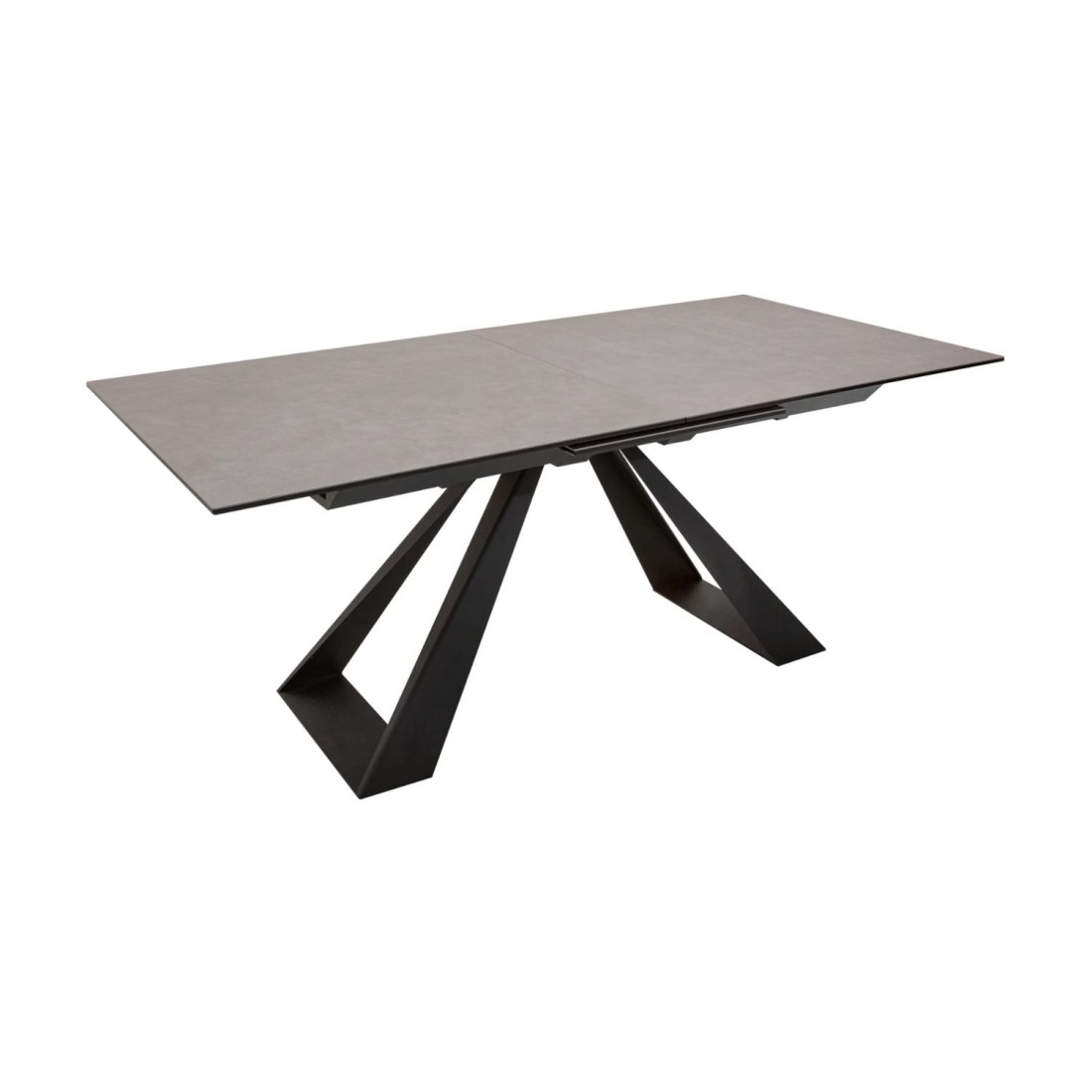 Table de salle à manger OBLIKA – Extensible 180 à 230 cm – Céramique grise anthracite et métal