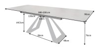 Table de salle à manger OBLIKA – Extensible 180 à 230 cm – Céramique grise anthracite et métal