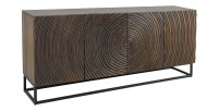 Buffet ZENWOOD 180 cm – Bois massif sculpté cercles concentriques – 4 portes