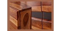 Buffet SHEENA 150 cm – Bois massif de Sesham et métal noir – 3 portes design industriel