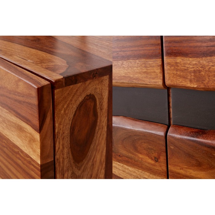 Buffet ORKAN 150 cm – Legno massiccio di Sesham e metallo nero – 3 porte design industriale
