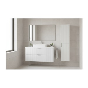 Ensemble de salle de bain NOXERA 80 cm – Meuble sous vasque suspendu blanc alpin mat avec plan vasque et colonne murale