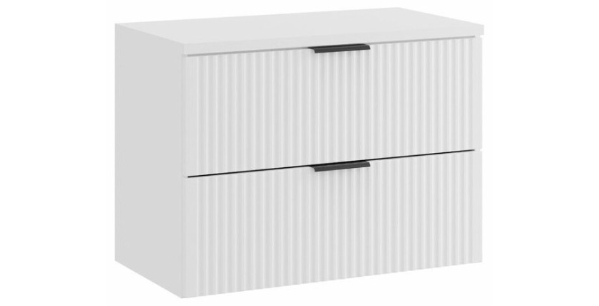 Ensemble de salle de bain NOXERA 80 cm – Meuble sous vasque suspendu blanc alpin mat avec plan pour vasque