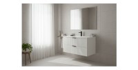 Ensemble de salle de bain NOXERA 80 cm – Meuble sous vasque suspendu blanc alpin mat avec plan pour vasque