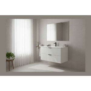 Ensemble de salle de bain NOXERA 80 cm – Meuble sous vasque suspendu blanc alpin mat avec plan pour vasque