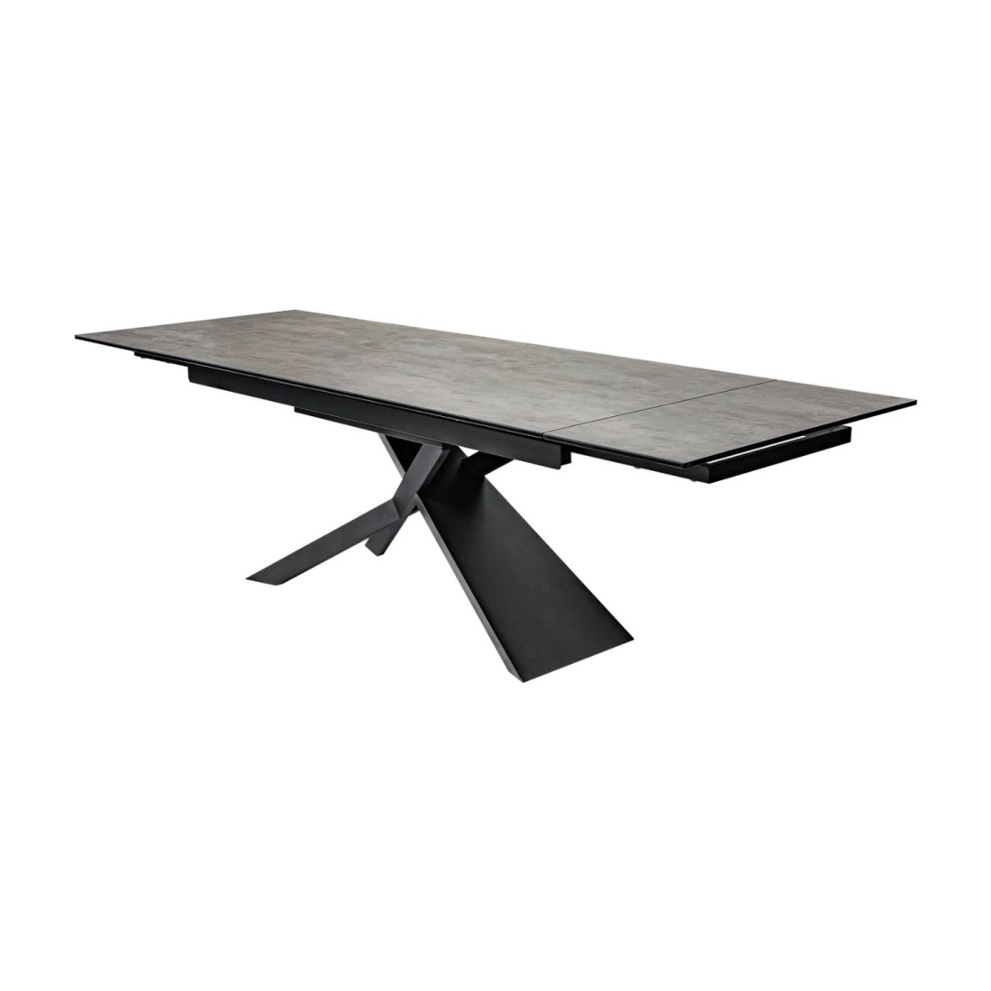 Table de salle à manger STELIX – Extensible 180 à 260 cm – Structure métal et plateau en verre trempé et céramique