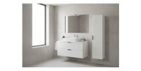 Ensemble de salle de bain NOXERA 60 cm – Meuble sous vasque suspendu blanc alpin mat avec plan pour vasque et colonne murale