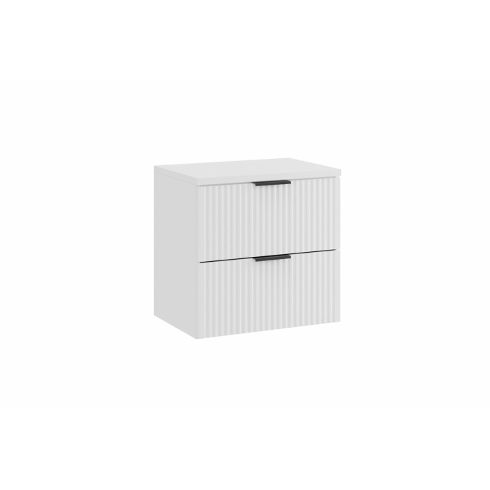 Ensemble de salle de bain NOXERA 60 cm – Meuble sous vasque suspendu blanc alpin mat avec plan pour vasque