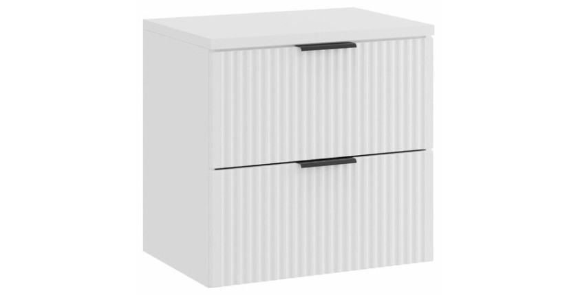 Ensemble de salle de bain NOXERA 60 cm – Meuble sous vasque suspendu blanc alpin mat avec plan pour vasque