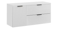 Ensemble de salle de bain NOXERA 120 cm – Meuble sous vasque suspendu blanc alpin mat avec plan vasque, niches et rangement laté