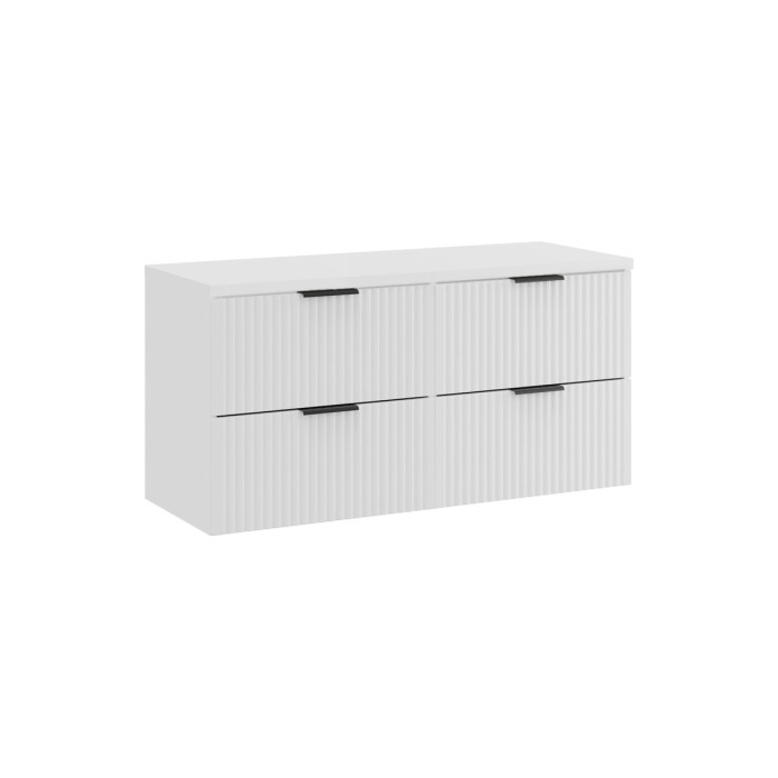 Ensemble de salle de bain NOXERA 120 cm – Meuble sous vasque suspendu blanc alpin mat avec plan pour vasque
