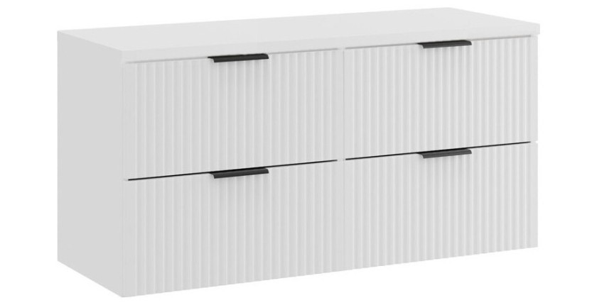 Ensemble de salle de bain NOXERA 120 cm – Meuble sous vasque suspendu blanc alpin mat avec plan vasque