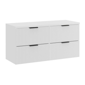 Ensemble de salle de bain NOXERA 120 cm – Meuble sous vasque suspendu blanc alpin mat avec plan vasque
