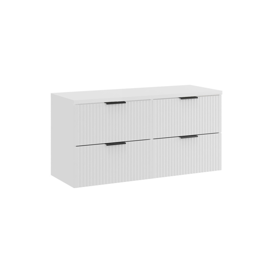 Ensemble de salle de bain NOXERA 120 cm – Meuble sous vasque suspendu blanc alpin mat avec plan vasque