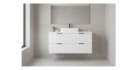 Ensemble de salle de bain NOXERA 120 cm – Meuble sous vasque suspendu blanc alpin mat avec plan vasque