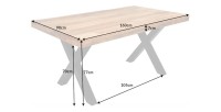 Table LODEN pieds en X 160cm dimensions