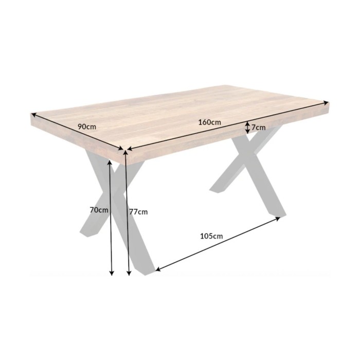 Eettafel LODEN - Massief gelakt mangohout - 160 cm - Industriële stijl