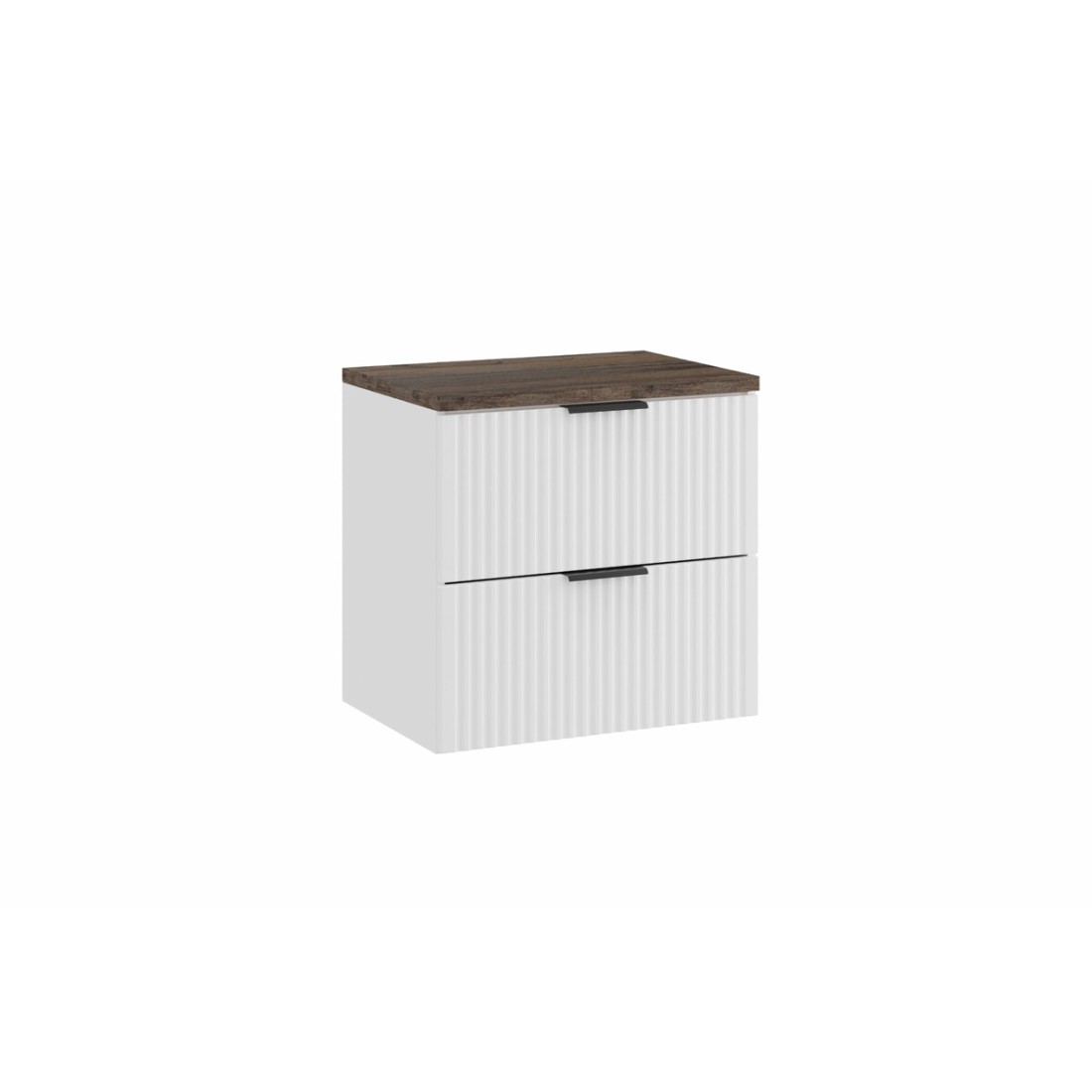 Ensemble de salle de bain NOXERA 60 cm – Meuble sous vasque suspendu blanc alpin effet bois épicéa avec plan vasque