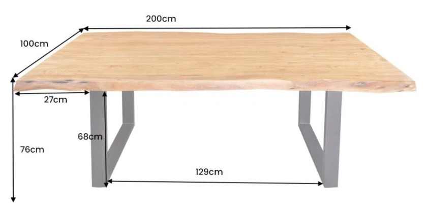 Table ARKAYA 200cm pieds en U dimensions