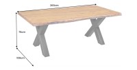 Table ARKAYA pieds en X 200cm dimensions