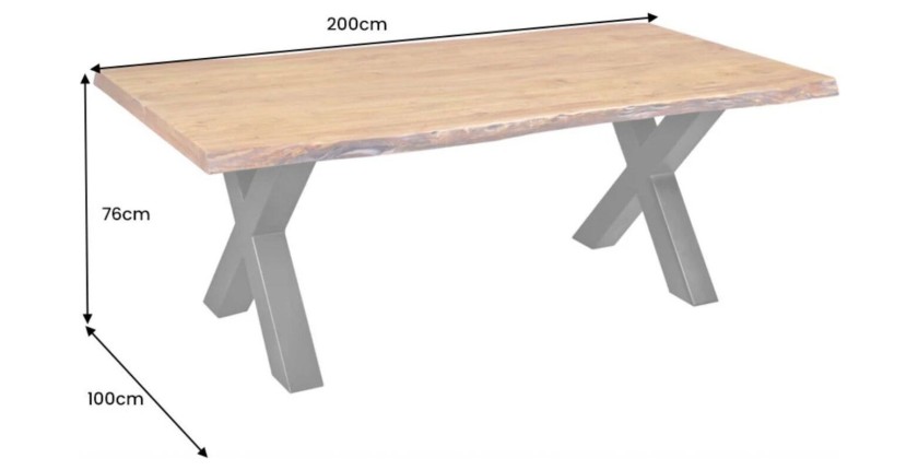 Table ARKAYA pieds en X 200cm dimensions