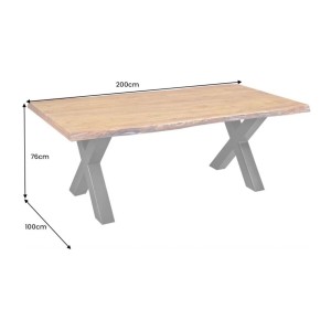 Table ARKAYA pieds en X 200cm dimensions
