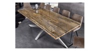 Table RAFTA 220cm en bois massif et verre trempé décor 3D