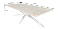 Table RAFTA 220cm en bois massif et verre trempé dimensions