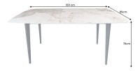 Table HEXA céramique aspect pierre 160cm dimensions