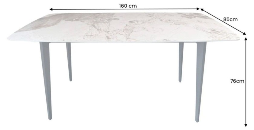 Table HEXA céramique aspect pierre 160cm dimensions