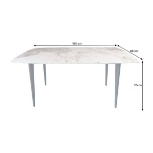 Table HEXA céramique aspect pierre 160cm dimensions